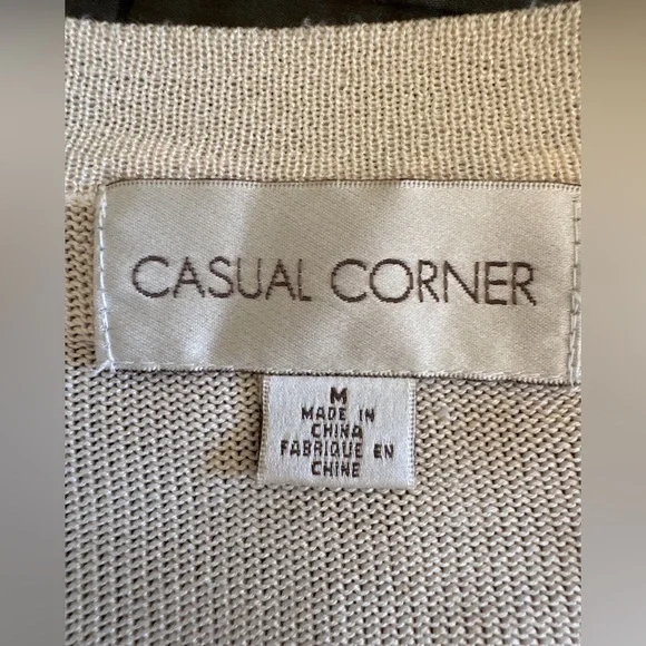 Casual Corner Vintage Light Cream Open-Front Knit Cardigan Size Medium - Picture 2 of 6